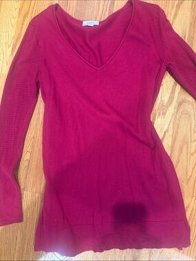 LOFT Long Sleeve V-Neck Sweater - Raspberry Pink
